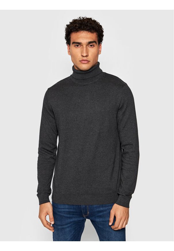 Selected Homme Golf Berg 16074684 Szary Regular Fit. Typ kołnierza: golf. Kolor: szary. Materiał: bawełna