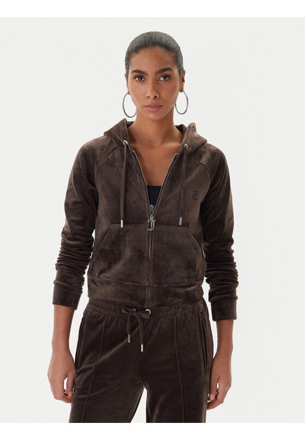 Juicy Couture Bluza Madison JCWAS225306 Brązowy Slim Fit. Kolor: brązowy. Materiał: syntetyk