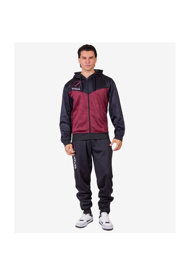 Givova - Dres dziecięcy Visa Melange z kapturem - XS. Okazja: na uczelnię. Kolor: wielokolorowy, czarny, brązowy. Materiał: dresówka. Styl: sportowy