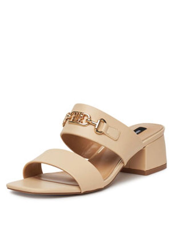 Nine West Klapki 2560-01 Beżowy. Kolor: beżowy. Materiał: skóra