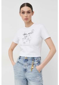 Miss Sixty t-shirt damski kolor biały. Kolor: biały. Długość rękawa: krótki rękaw. Długość: krótkie. Wzór: nadruk