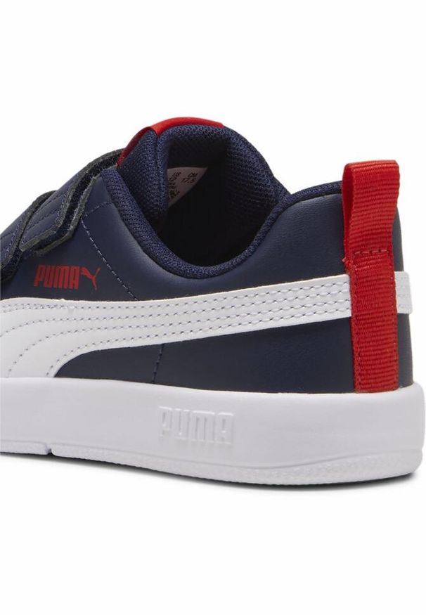Puma - Dziecięce sneakersy Courtflex V3 PUMA Navy White Red Blue. Okazja: na co dzień. Kolor: czerwony, niebieski, wielokolorowy, biały. Materiał: syntetyk, materiał. Sport: turystyka piesza
