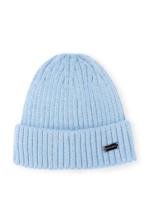 Wittchen - Damska czapka z odblaskowym włóknem jasny niebieski. Kolor: niebieski. Materiał: akryl. Sezon: zima. Styl: klasyczny, elegancki, sportowy