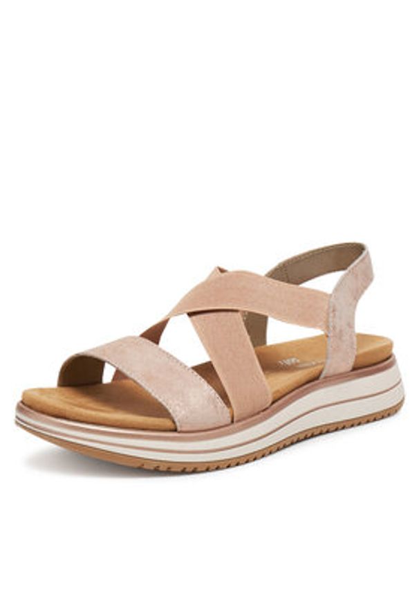 Remonte Sandały D1J50-31 Różowy. Kolor: różowy. Materiał: skóra, zamsz