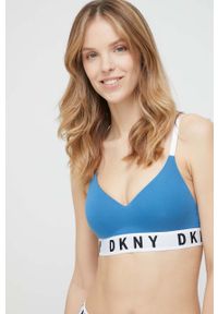 DKNY - Dkny biustonosz kolor niebieski gładki. Kolor: niebieski. Wzór: gładki