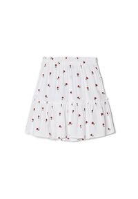 Cropp - Biała spódnica mini w kwiaty - Biały. Kolor: biały. Materiał: tkanina, wiskoza. Długość: krótkie. Wzór: kwiaty #1