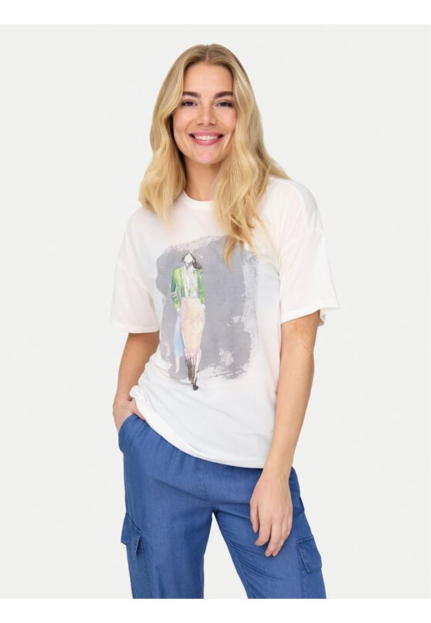 only - ONLY T-Shirt Melina 15342876 Biały Regular Fit. Kolor: biały. Materiał: syntetyk