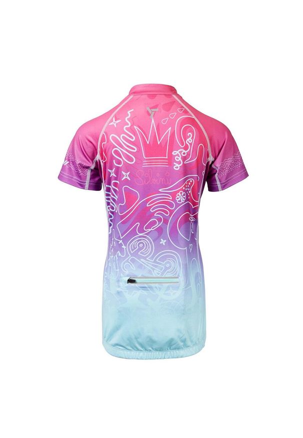 Koszulka na rower dla dzieci Silvini Scrivia. Kolor: wielokolorowy, niebieski, różowy. Sport: kolarstwo