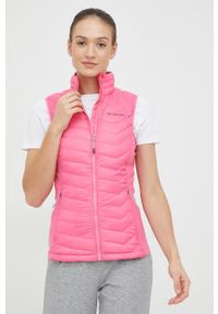 columbia - Columbia bezrękawnik sportowy Powder Pass kolor różowy przejściowy. Kolor: różowy. Materiał: tkanina, syntetyk, materiał, puch. Długość rękawa: bez rękawów. Styl: sportowy #1
