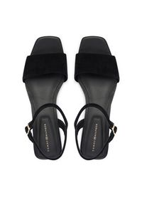 TOMMY HILFIGER - Tommy Hilfiger Sandały Suede Wrapped Mid Wedge FW0FW09235 Czarny. Kolor: czarny. Materiał: zamsz, skóra #6