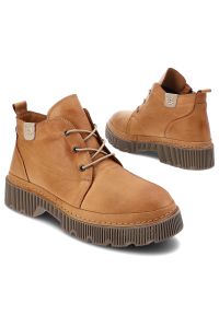 Brązowe Botki Artiker Ciepłe Obuwie Damskie. Kolor: brązowy. Materiał: skóra. Styl: klasyczny #3