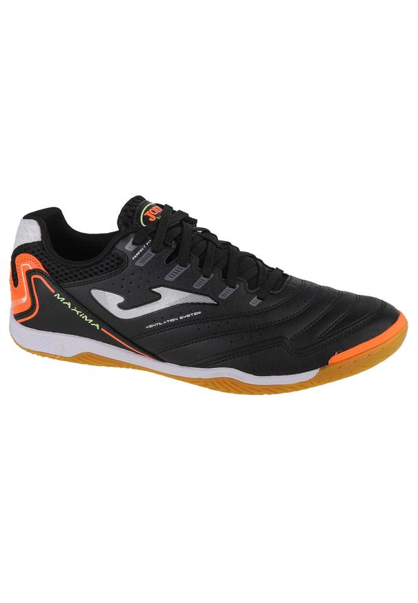 Buty piłkarskie halowe męskie Joma Maxima. Kolor: wielokolorowy, pomarańczowy, czarny. Materiał: guma, skóra, tkanina, materiał, syntetyk. Sport: piłka nożna