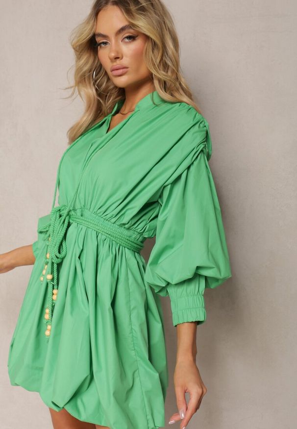 Renee - Zielona Sukienka Appomene. Kolor: zielony. Typ sukienki: bombki. Styl: boho. Długość: mini