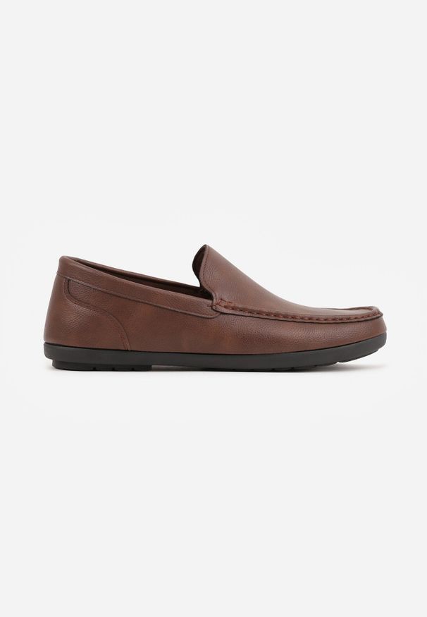 Born2be - Brązowe Półbuty Typu Mokasyny z Ozdobnym Przeszyciem Gildal. Okazja: na co dzień. Zapięcie: pasek. Kolor: brązowy. Materiał: jeans, materiał. Styl: casual, klasyczny