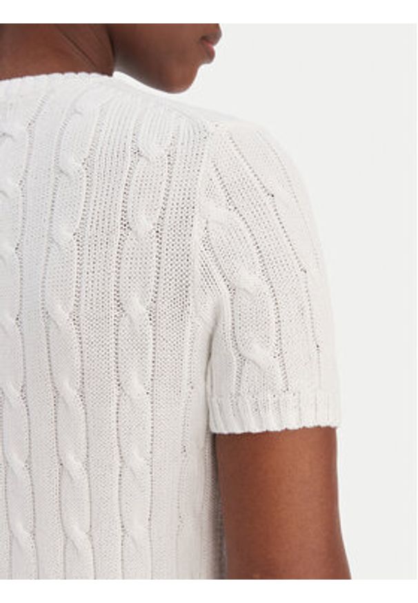 Polo Ralph Lauren Sweter 211971873005 Biały Slim Fit. Typ kołnierza: polo. Kolor: biały. Materiał: bawełna