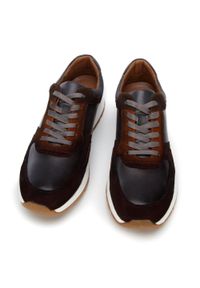 Wittchen - Męskie sneakersy z dwóch rodzajów skór cieniowane brązowo-szare. Okazja: na co dzień. Kolor: brązowy, wielokolorowy, szary. Materiał: skóra #4