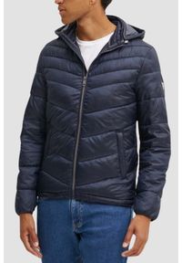 Guess - GUESS Granatowa męska kurtka z kapturem Super Light Puffa Jacket, Rozmiar XXL. Typ kołnierza: kaptur. Kolor: niebieski. Styl: elegancki