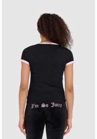 Juicy Couture - JUICY COUTURE Czarny t-shirt damski z wisienkami. Kolor: czarny