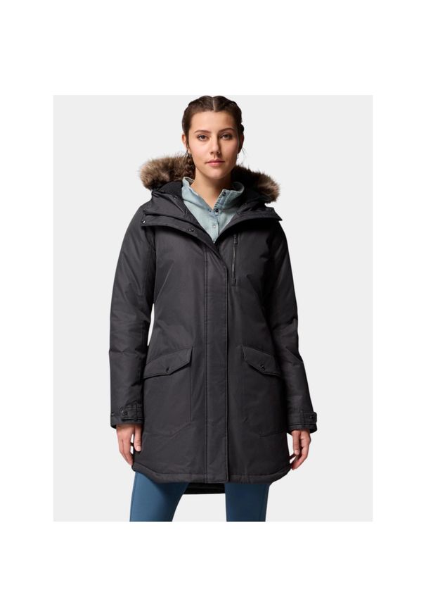 columbia - Płaszcz Zimowy Damski Columbia Suttle Mountain. Kolor: czarny. Materiał: puch. Sezon: zima. Sport: turystyka piesza