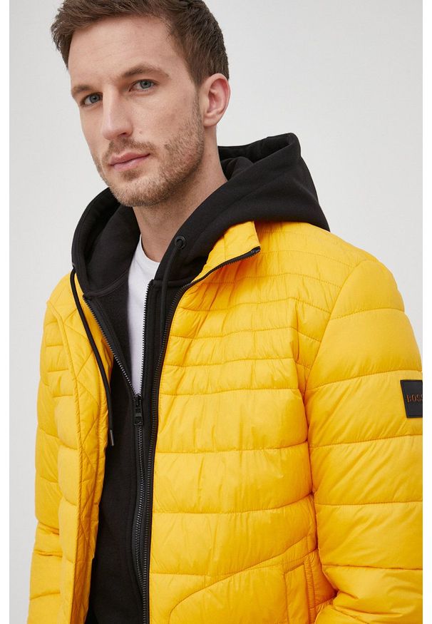 BOSS - Boss kurtka Boss Casual męska kolor żółty przejściowa. Okazja: na co dzień. Kolor: żółty. Materiał: włókno, materiał. Styl: casual