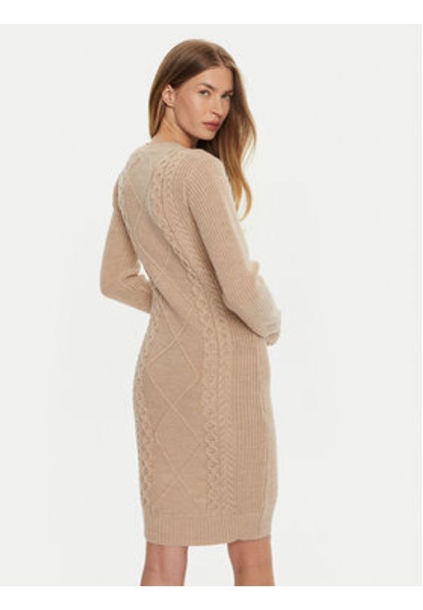 Guess Sukienka dzianinowa Serena W4BK17 Z3HW0 Beżowy Regular Fit. Kolor: beżowy. Materiał: syntetyk