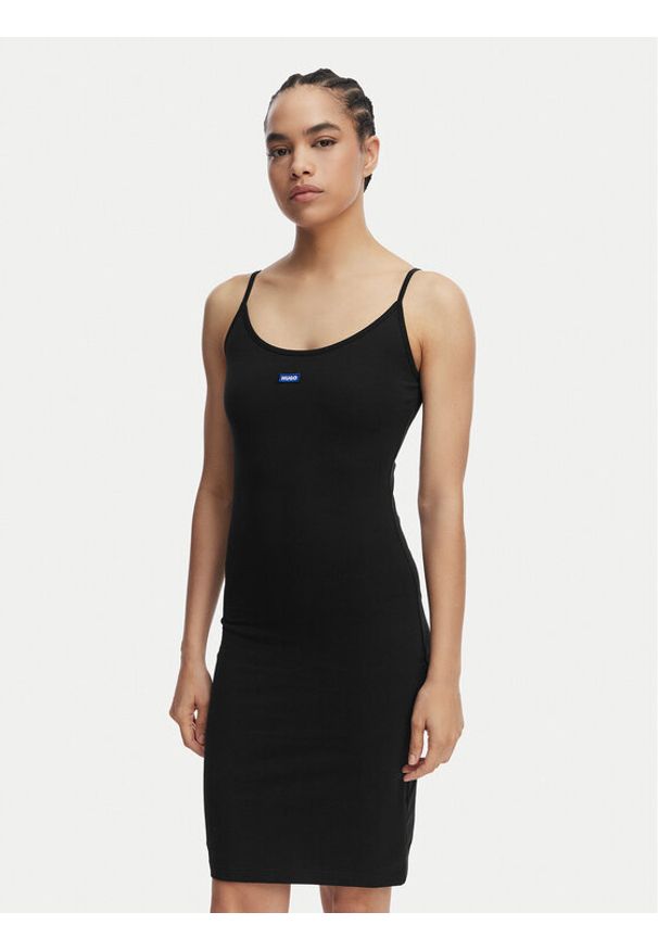 Hugo - HUGO Sukienka letnia Narya 50563766 Czarny Slim Fit. Kolor: czarny. Materiał: bawełna. Sezon: lato
