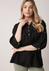 Born2be - Czarna Koszula z Wiskozy z Haftowanymi Kwiatami Sylimeine. Okazja: na co dzień. Kolekcja: plus size. Kolor: czarny. Materiał: wiskoza. Wzór: haft, kwiaty. Sezon: lato. Styl: casual, klasyczny #7