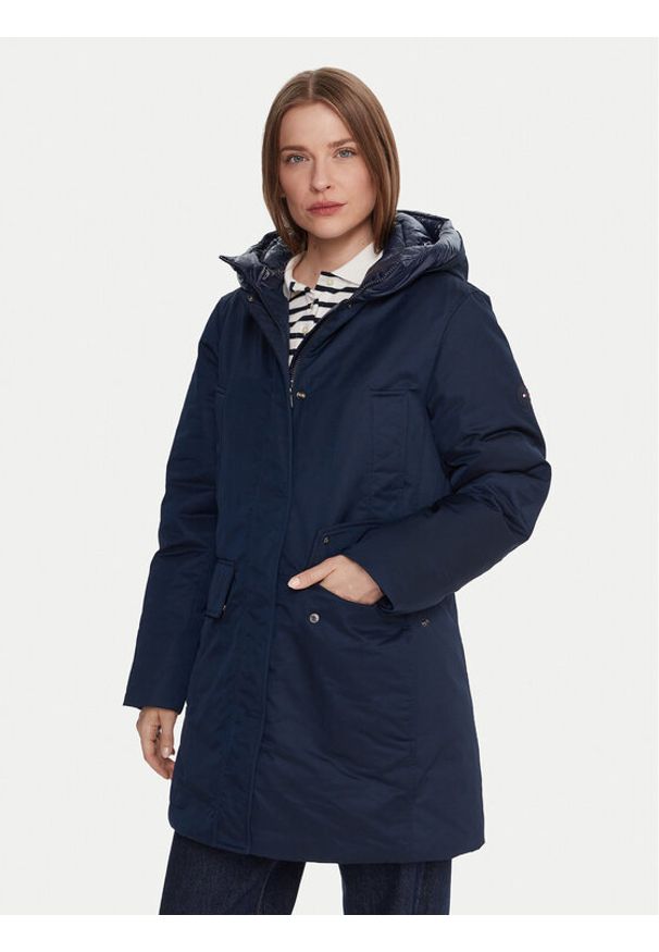 TOMMY HILFIGER - Tommy Hilfiger Parka WW0WW46533 Granatowy Relaxed Fit. Kolor: niebieski. Materiał: syntetyk