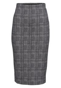 Elastyczna spódnica ołówkowa żakardowa bonprix czarno-biały w kratę. Kolor: czarny. Materiał: żakard #1