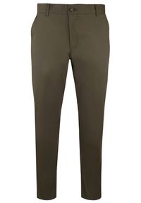 Brązowe, Bawełniane Spodnie Typu Chinos - Rigon - Slim. Kolor: beżowy, wielokolorowy, brązowy. Materiał: elastan, bawełna #1