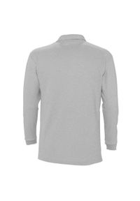 SOL'S - Męska Koszulka Polo Z Długim Rękawem Winter II Melange. Typ kołnierza: polo. Kolor: szary. Długość rękawa: długi rękaw. Długość: długie