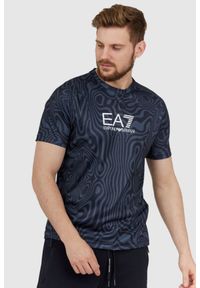 EA7 Emporio Armani - EA7 Funkcyjny t-shirt męski Ventus 7, Rozmiar S. Kolor: niebieski. Wzór: aplikacja. Styl: sportowy