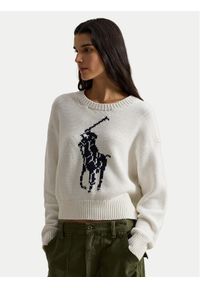 Polo Ralph Lauren Sweter 211A96234002 Biały Relaxed Fit. Typ kołnierza: polo. Kolor: biały. Materiał: bawełna #1