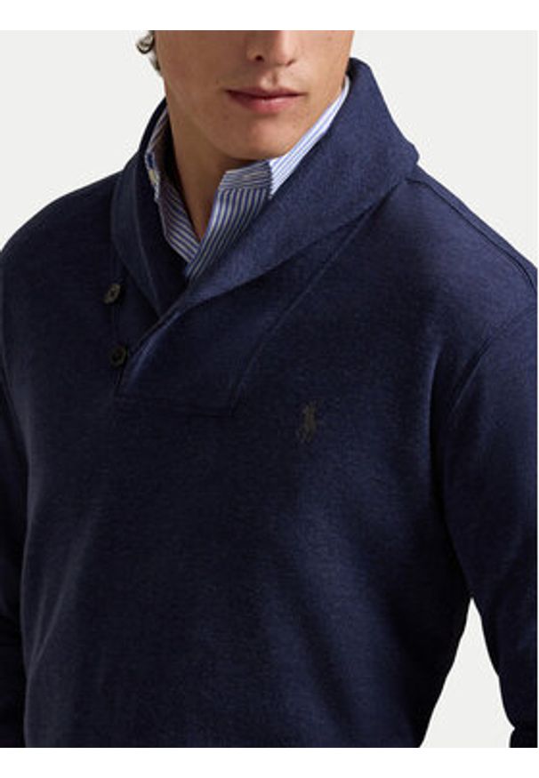 Polo Ralph Lauren Sweter 710877989001 Granatowy Regular Fit. Typ kołnierza: polo. Kolor: niebieski. Materiał: bawełna