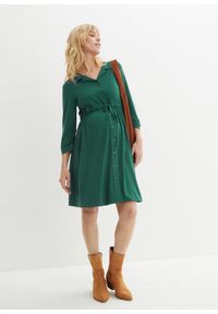 bonprix - Sukienka ciążowa i do karmienia piersią, z kołnierzykiem. Kolekcja: moda ciążowa. Kolor: zielony. Styl: elegancki #3