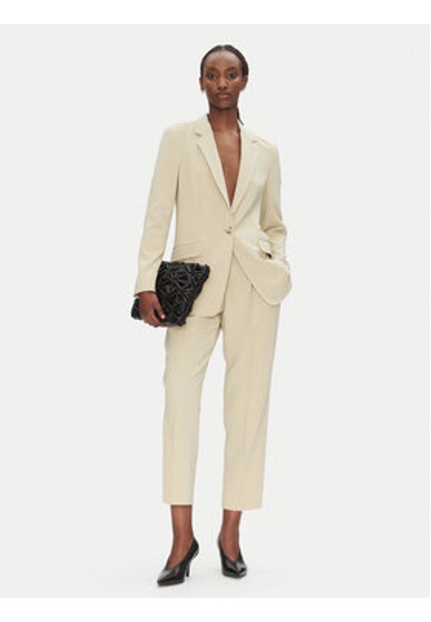 BOSS Marynarka Jocaluah 50490053 Beżowy Regular Fit. Kolor: beżowy. Materiał: syntetyk