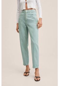 mango - Mango jeansy Aimee damskie high waist. Stan: podwyższony. Kolor: turkusowy