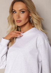 Renee - Jasnoszara Oversize Bluza z Bawełny o Krótkim Fasonie Sibolla. Kolor: szary. Materiał: bawełna. Długość: krótkie