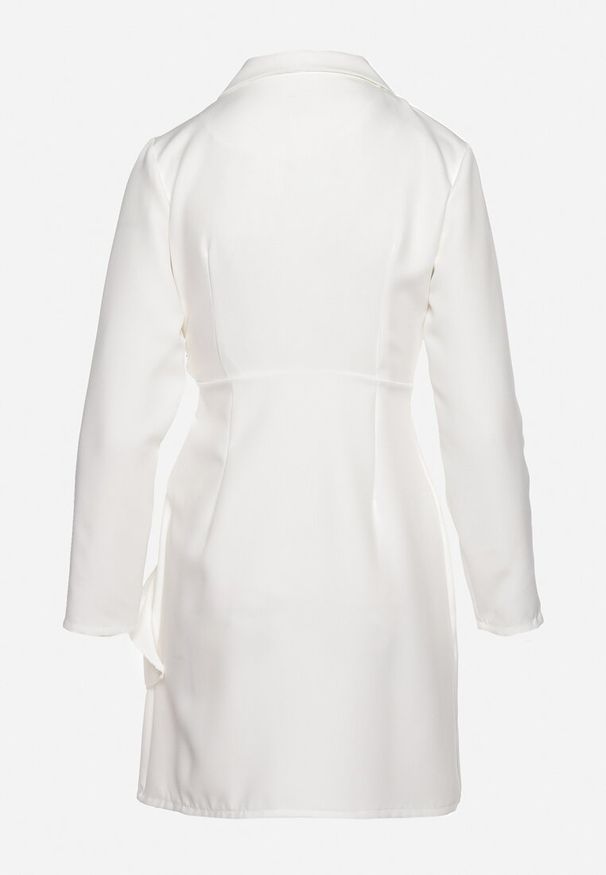 Born2be - Biała Marynarkowa Sukienka Mini z Kopertową Górą Nivrade. Kolor: biały. Typ sukienki: kopertowe. Długość: mini