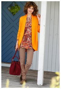 Sweter bez zapięcia, długi rękaw bonprix żółto-pomarańczowy. Kolor: żółty. Długość rękawa: długi rękaw. Długość: długie #5