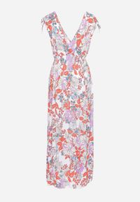 Born2be - Biało-Różowa Sukienka z Kopertowym Dekoltem w Kwiaty z Gumką w Pasie Fionessa. Okazja: na co dzień. Typ kołnierza: dekolt kopertowy. Kolor: biały. Wzór: kwiaty. Typ sukienki: kopertowe. Styl: elegancki, casual, klasyczny #3