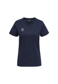 Damska bawełniana koszulka Hummel Move Grid. Kolor: niebieski. Materiał: bawełna. Wzór: aplikacja. Sport: fitness #1
