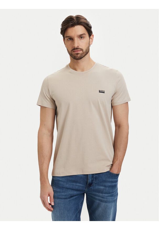 BOSS T-Shirt 50531401 Beżowy jasny Regular Fit. Kolor: beżowy. Materiał: bawełna