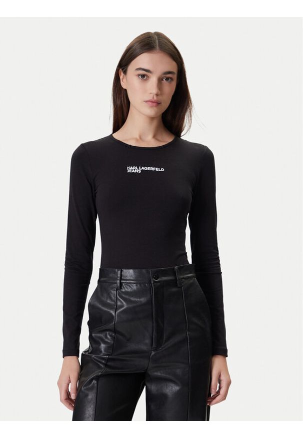 Karl Lagerfeld Jeans Body A4W17017 Czarny Slim Fit. Kolor: czarny. Materiał: bawełna