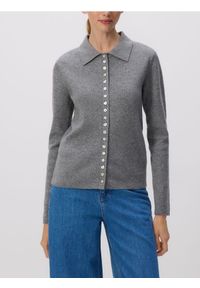 Reserved - Kardigan z ozdobnymi guzikami - szary. Kolor: szary. Materiał: dzianina #1