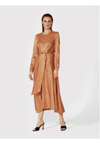 Simple Sukienka codzienna SUD070 Brązowy Regular Fit. Okazja: na co dzień. Kolor: brązowy. Materiał: wiskoza. Typ sukienki: proste. Styl: casual #3