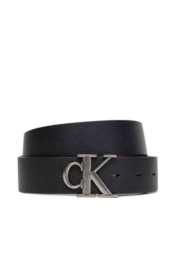 Calvin Klein Pasek Męski Monogram Buckle 35Mm Adj/Rev LV04D7017G Czarny. Kolor: czarny. Materiał: skóra