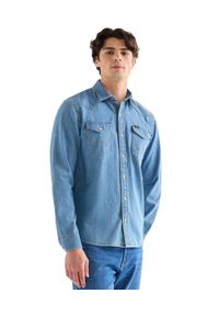 Wrangler - MĘSKA KOSZULA JEANSOWA WRANGLER WESTERN SHIRT LAKE 112378474. Materiał: jeans #1