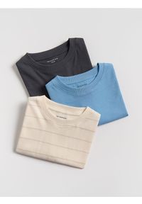 Reserved - Bawełniany t-shirt 3 pack - złamana biel. Materiał: bawełna