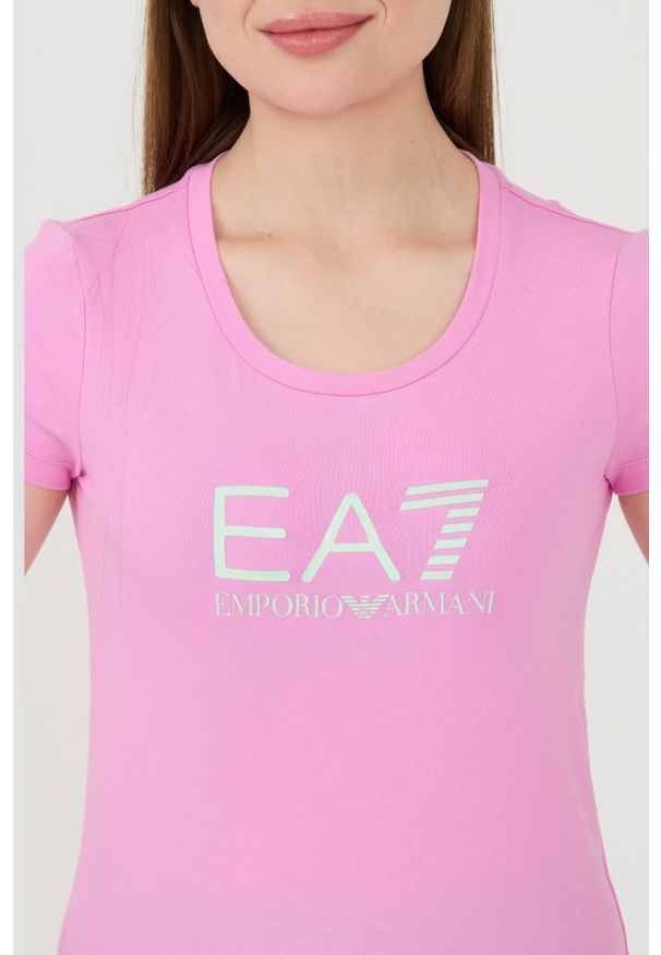 EA7 Emporio Armani - EA7 Różowy damski t-shirt, Rozmiar S. Kolor: różowy
